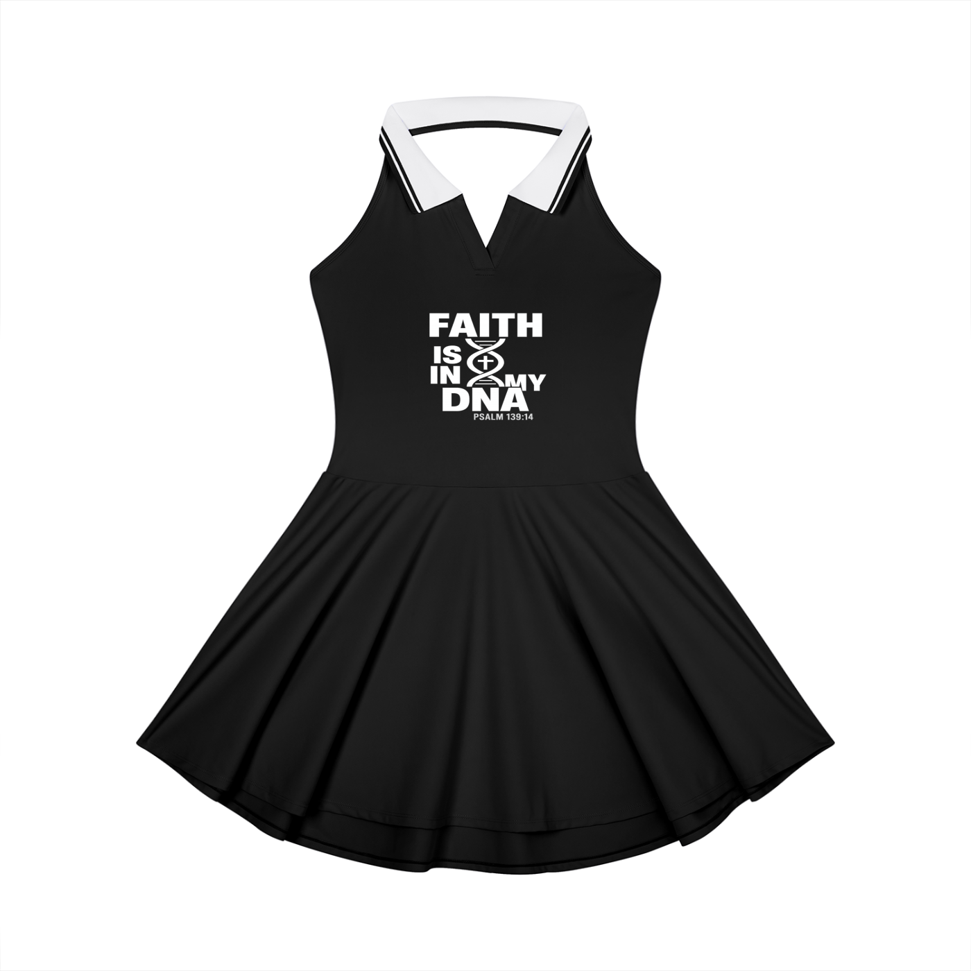 Faith Is In My DNA Women's Christian Collared Halter A-Line Tennis Dress