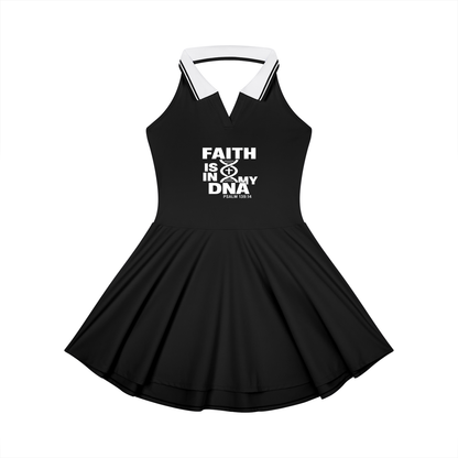 Faith Is In My DNA Women's Christian Collared Halter A-Line Tennis Dress