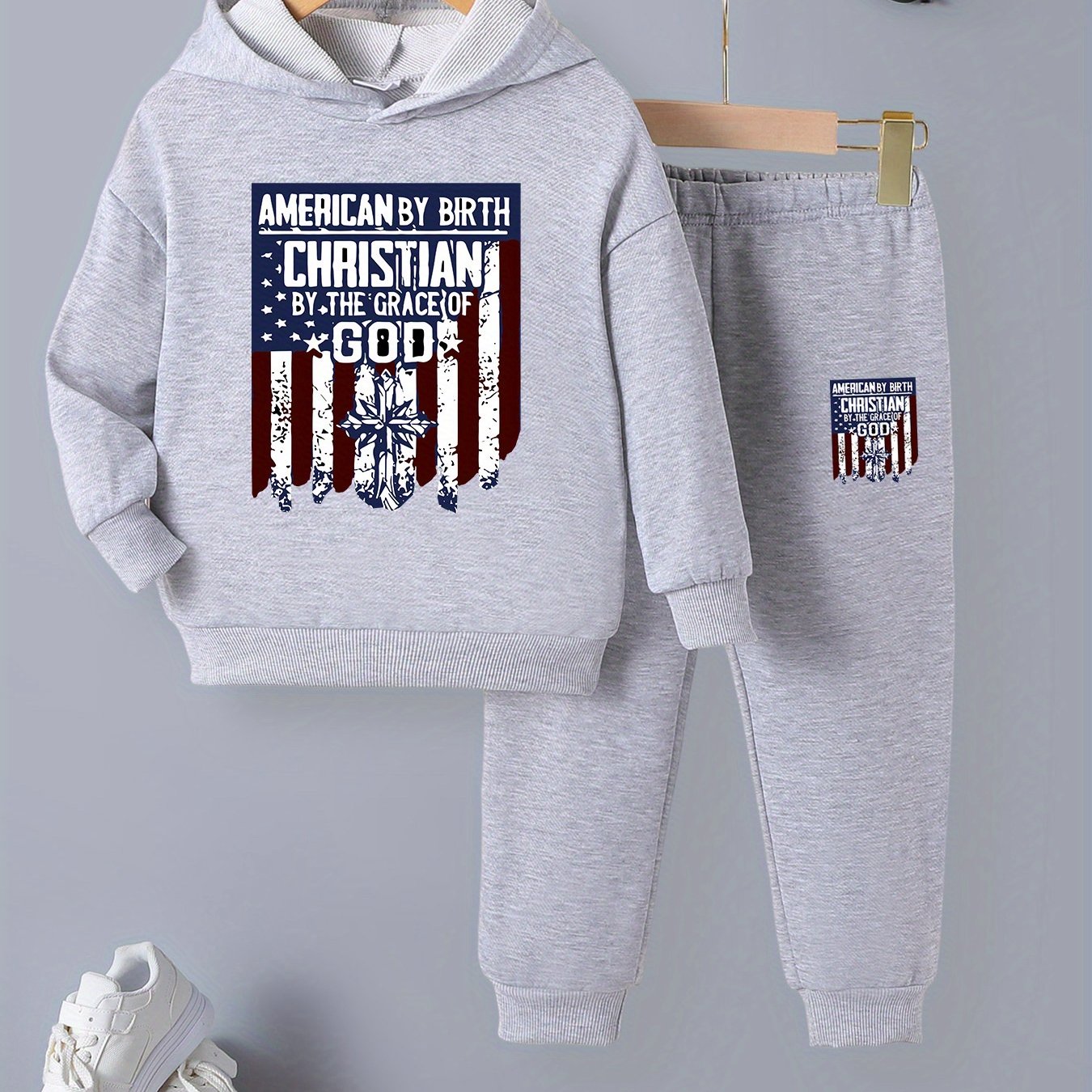 American By Birth Christian By The Grace Of God Youth Christian Casual Outfit claimedbygoddesigns