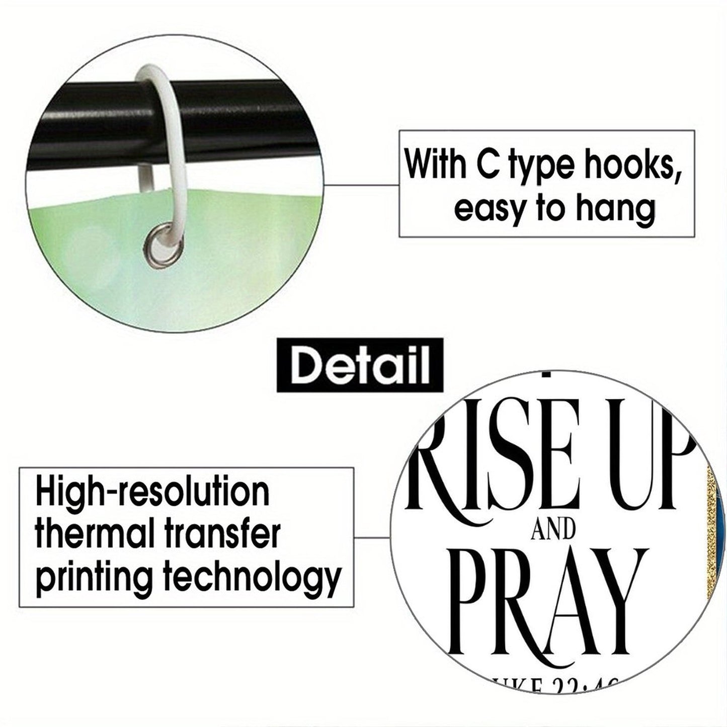 Rise Up And Pray Christian Waterproof Shower Curtain