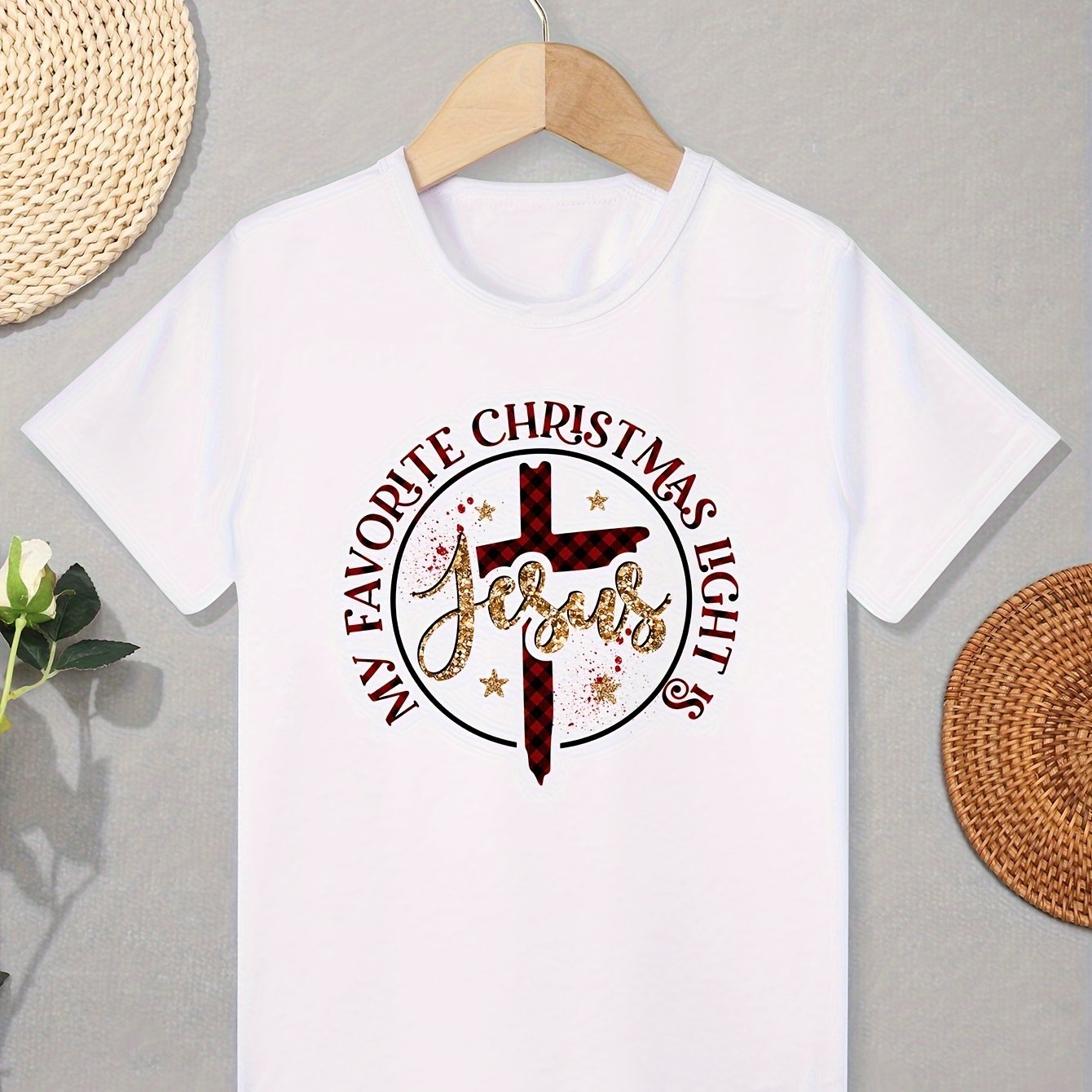 My Favorite Christmas Light Is Jesus Youth Christian T-shirt claimedbygoddesigns