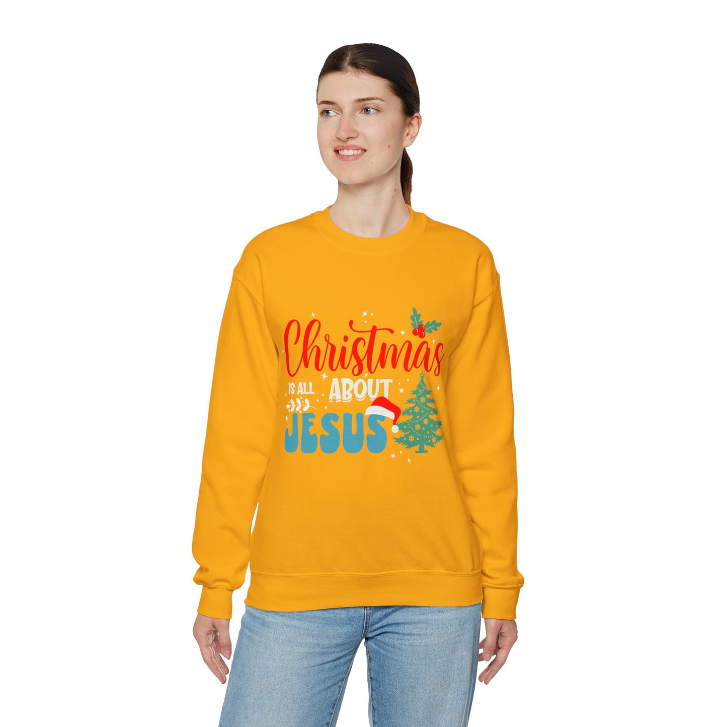 Christmas Is All About Jesus (Christmas Themed) Unisex Heavy Blend™ Crewneck Christian Sweatshirt