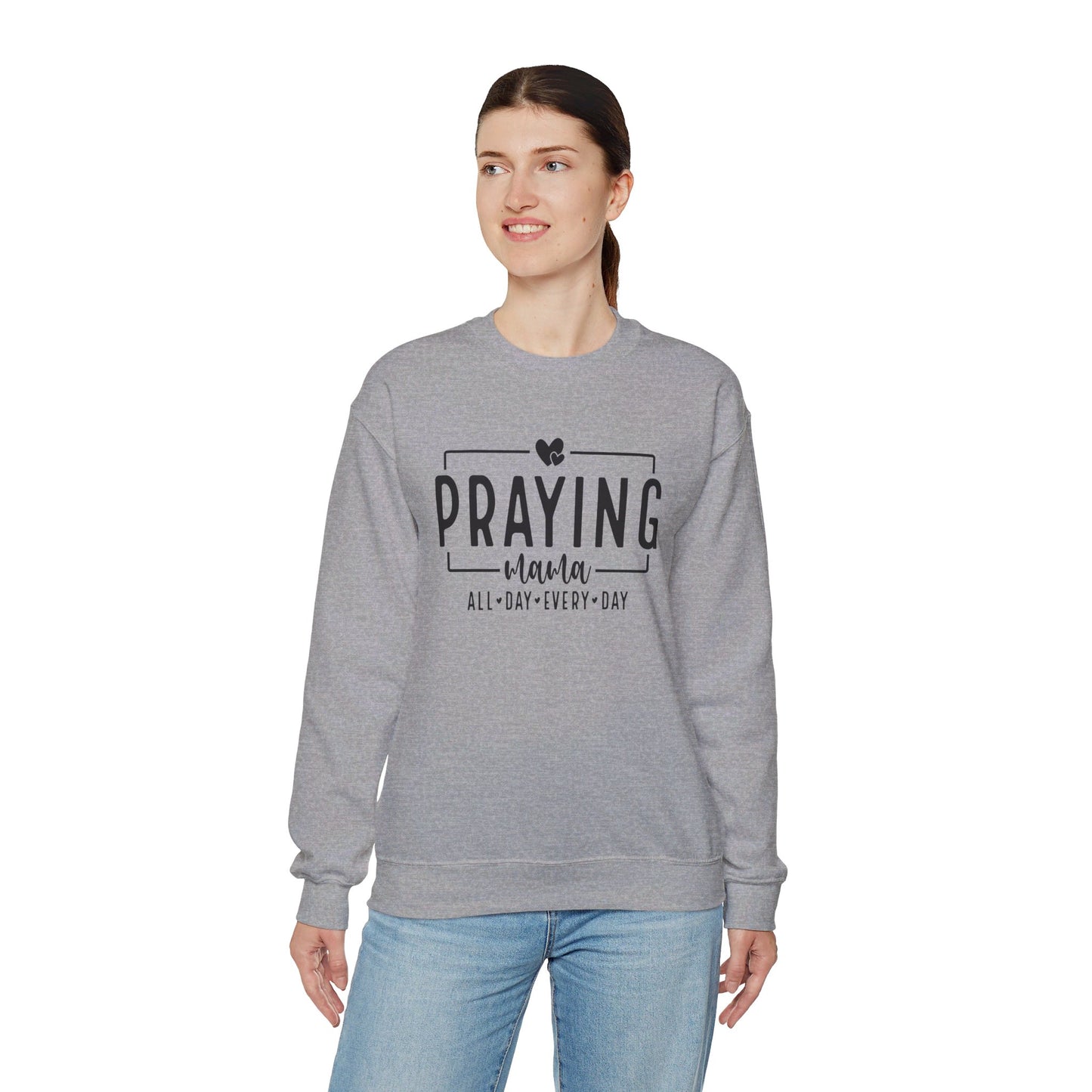 Praying Mama All Day Every Day Women's Heavy Blend™ Crewneck Christian Sweatshirt