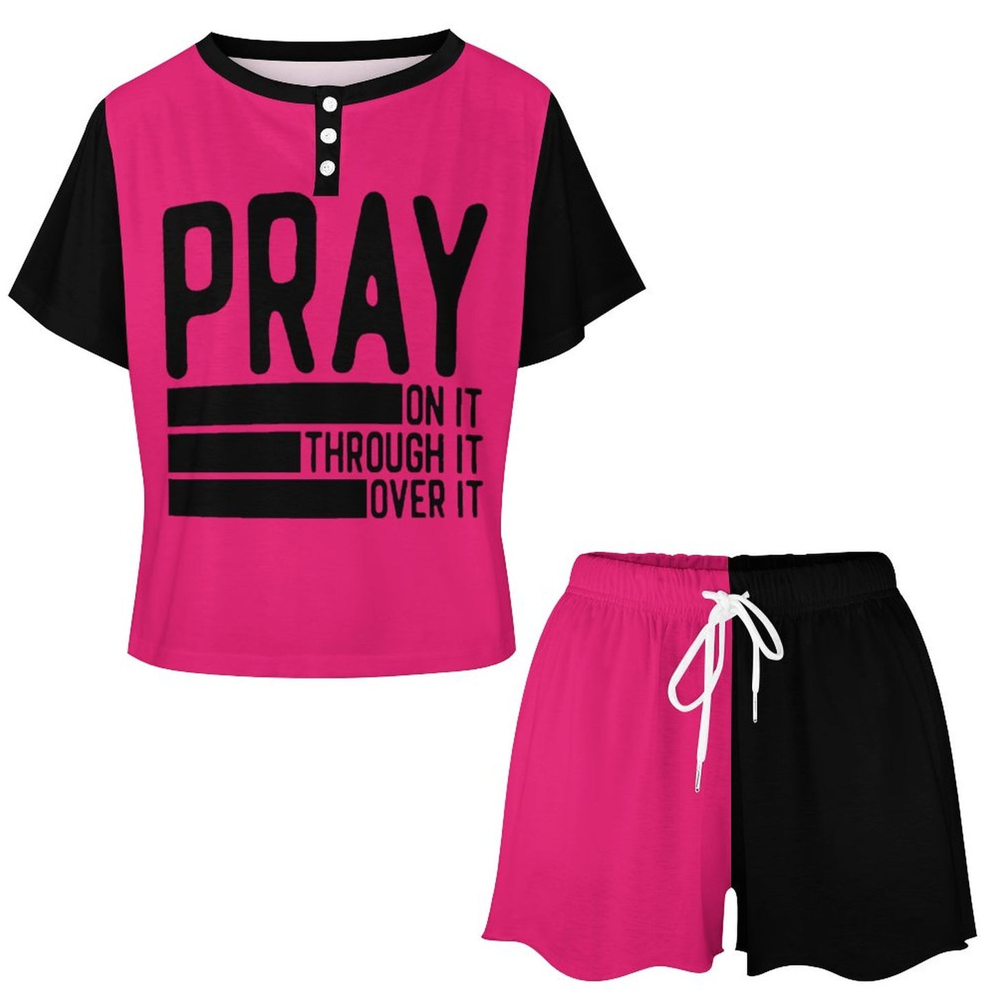 Pray On It Through It Over It Because Adulting Is Hard Without Jesus Women's Christian Pajamas
