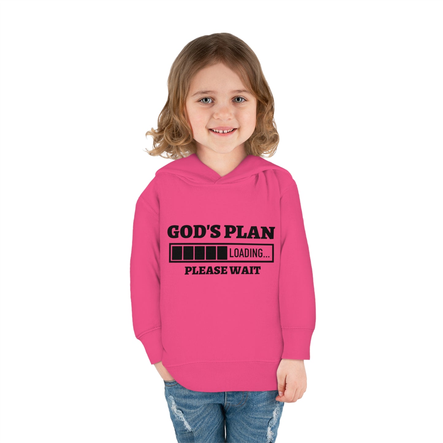 God's Plan Loading Please Wait Toddler Pullover Fleece Hooded Sweatshirt