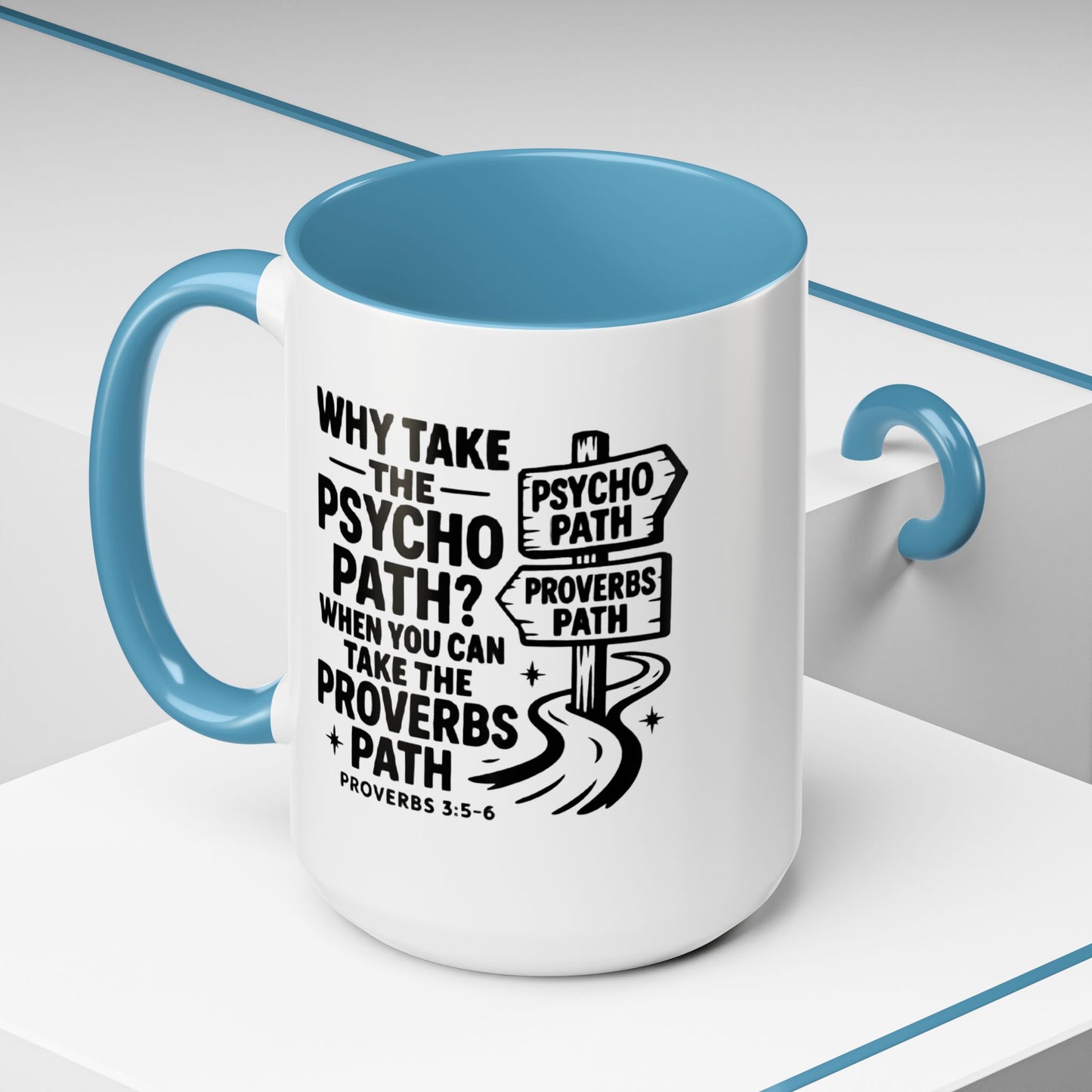 Inspirational Quote Accent Coffee Mug - Perfect Gift for Motivational Moments, Office Desk Essentials, Christian Gifts, Proverbs 3:5-6