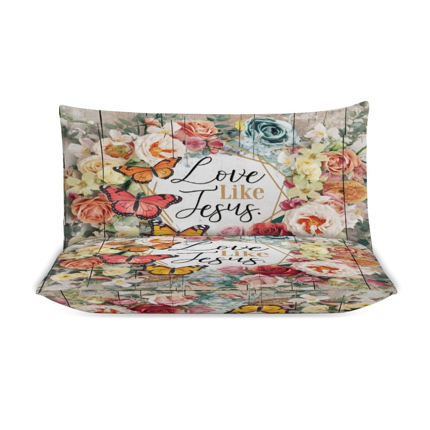 Love Like Jesus 3-Piece Christian Comforter Bedding Set (Dual-sided Printing)