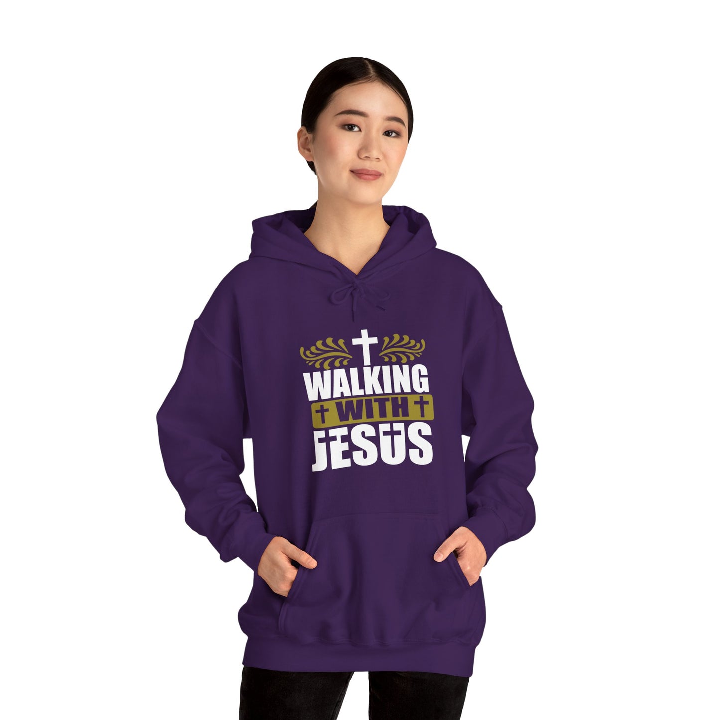 Walking With Jesus Unisex Christian Pullover Hooded Sweatshirt