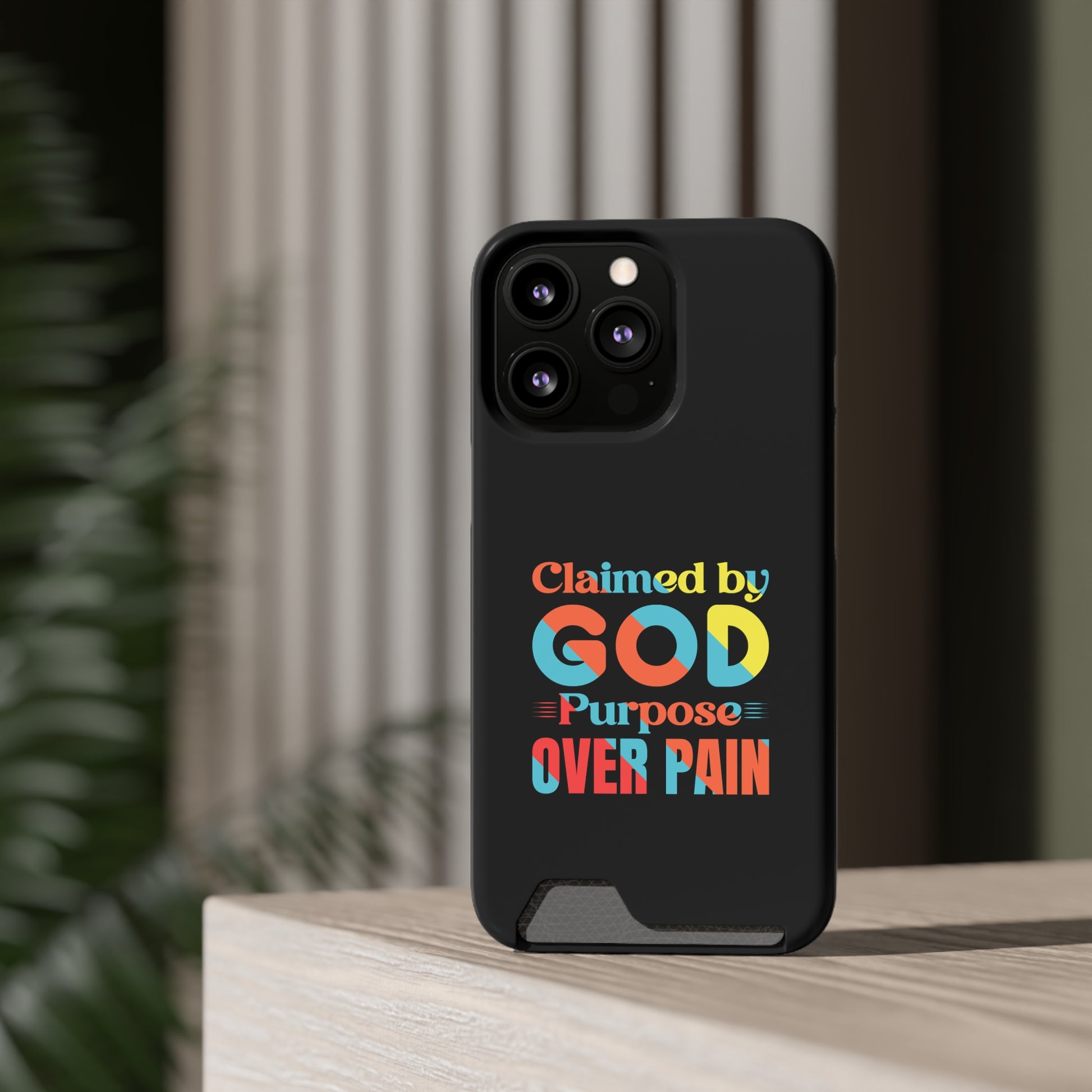 Claimed By God Purpose Over Pain Christian Phone Case With Card Holder Printify