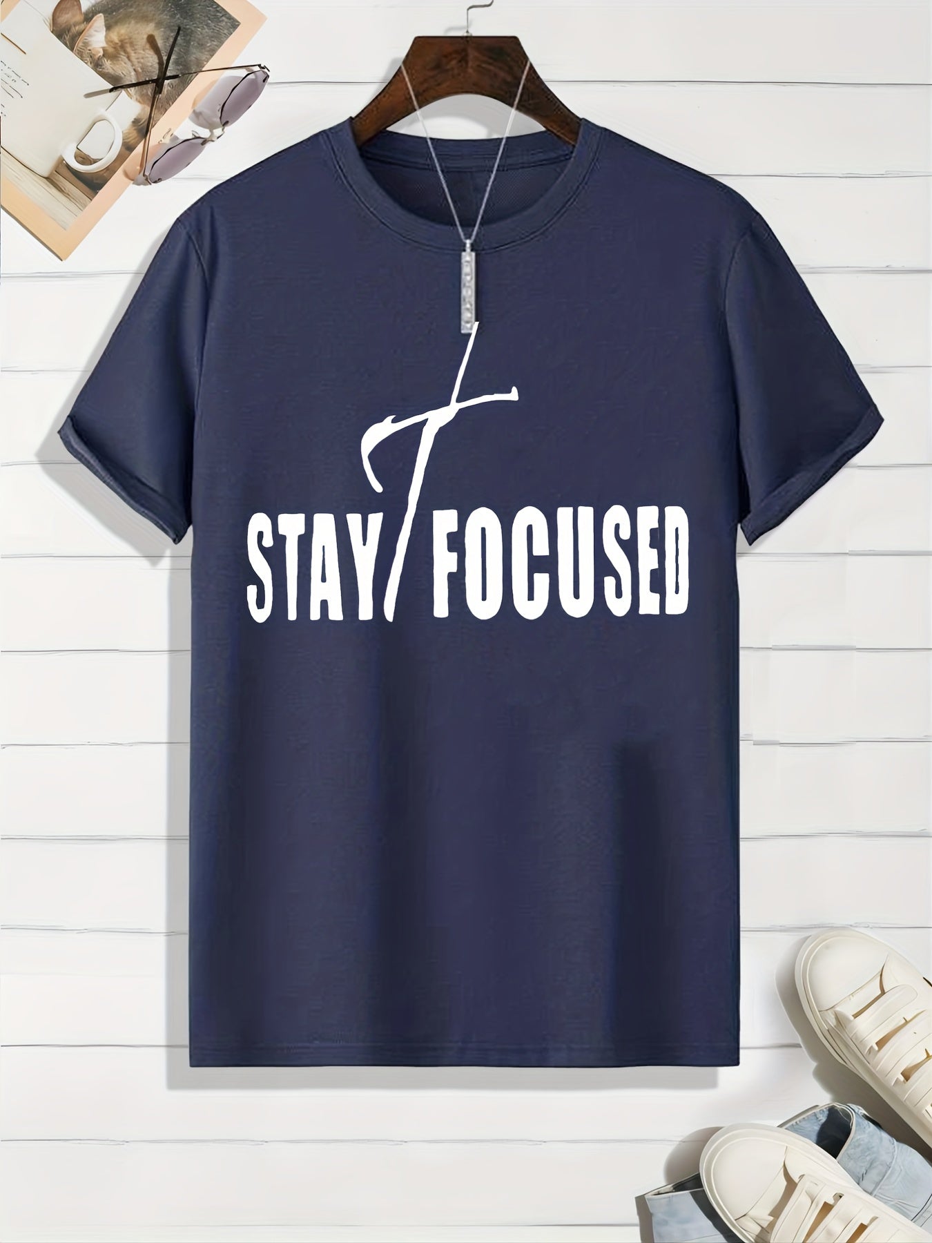 STAY FOCUSED On The Cross Men's Christian T-shirt claimedbygoddesigns