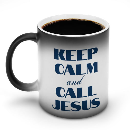 Keep Calm And Call Jesus Christian Color Changing Mug (Dual-sided)