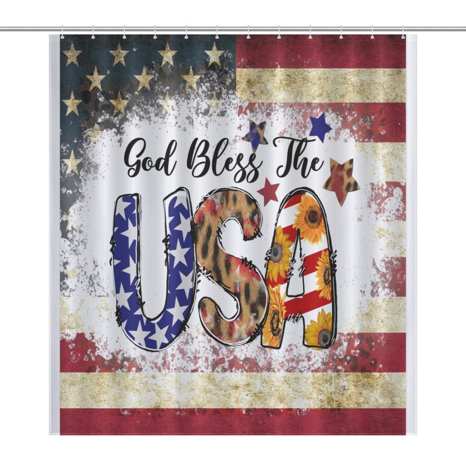 God Bless The USA Patriotic Christian Shower Curtain-66x72Inch (168x183cm) SALE-Personal Design