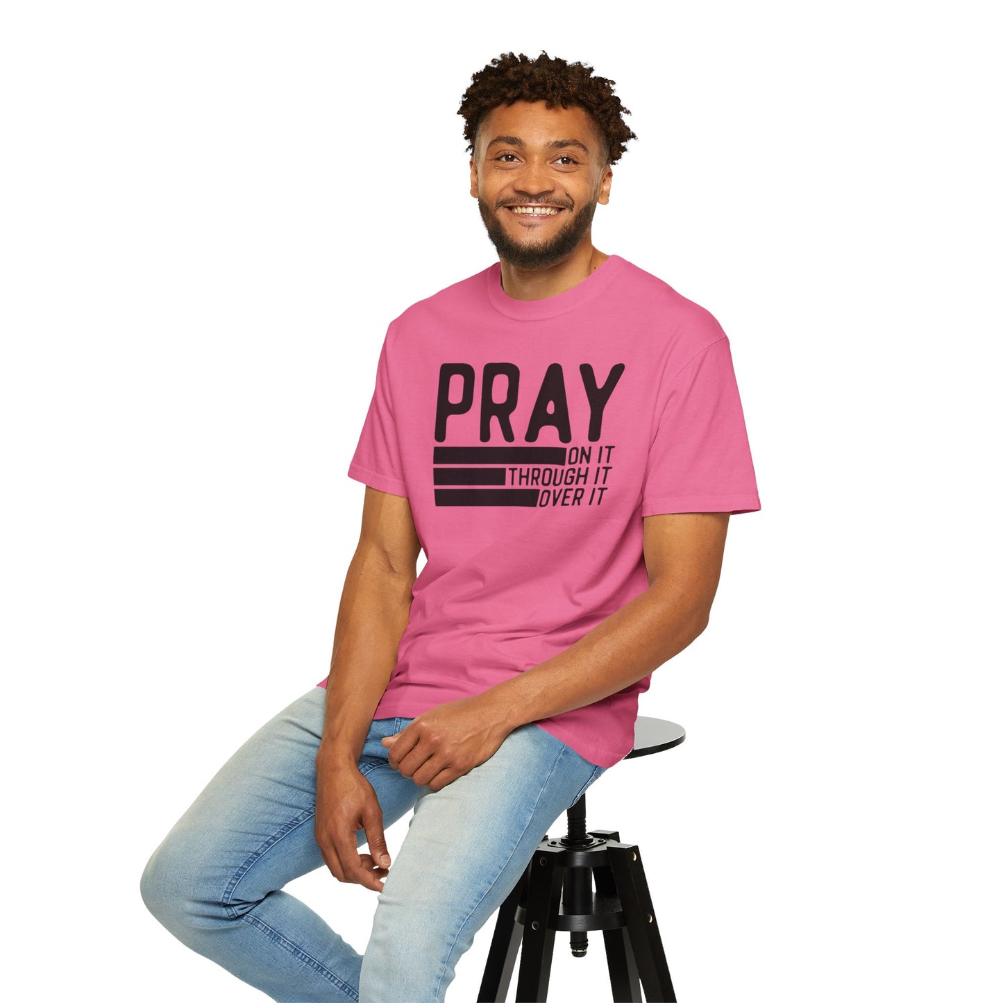 Pray On It Through It Over It Because Adulting Is Hard Without Jesus Unisex Christian T-shirt