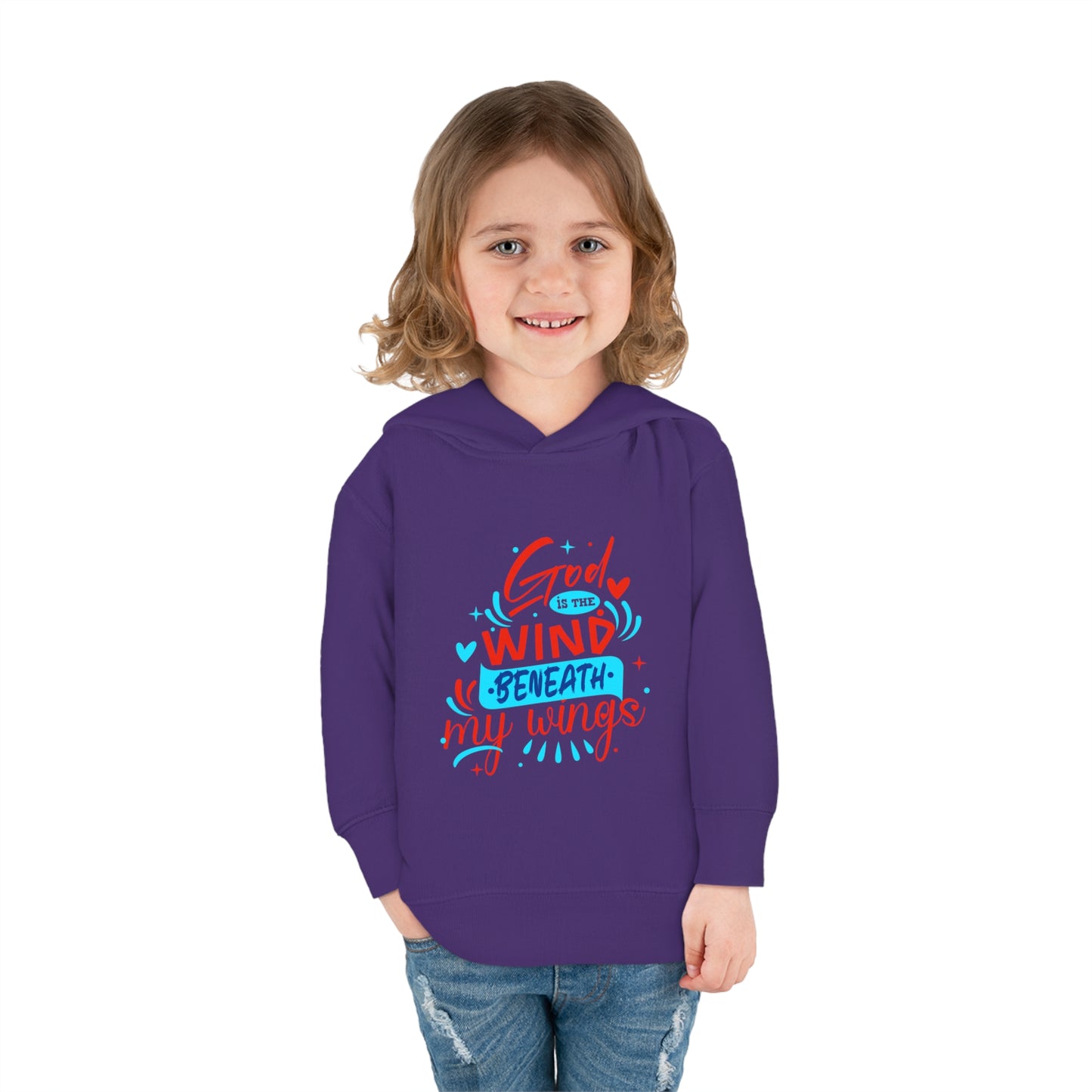 God Is The Wind Beneath My Wings Toddler Pullover Fleece Hoodie Printify