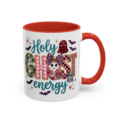 Accent Christian Coffee Mug — "Holy Ghost Energy" Halloween Cute Spooky Ceramic Mug (11/15oz)