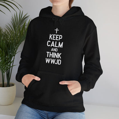 Keep Calm And Think What Would He Do (wwjd)Unisex Christian Hooded Pullover Sweatshirt