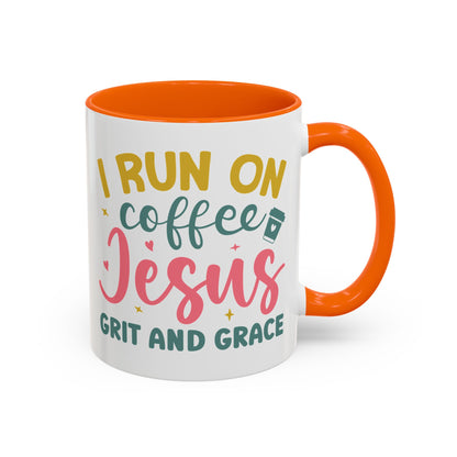 Inspirational Coffee Accent Mug - "I Run on Coffee & " - Perfect Gift for Faith & Coffee Lovers