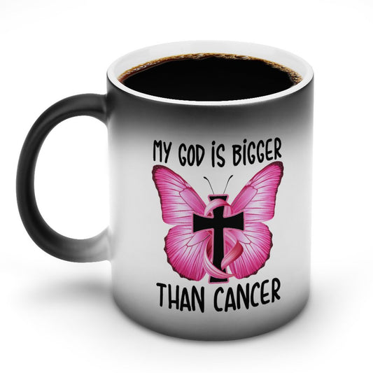 My God Is Bigger Than Cancer Cancer Survivor Christian Color Changing Mug (Dual-sided)