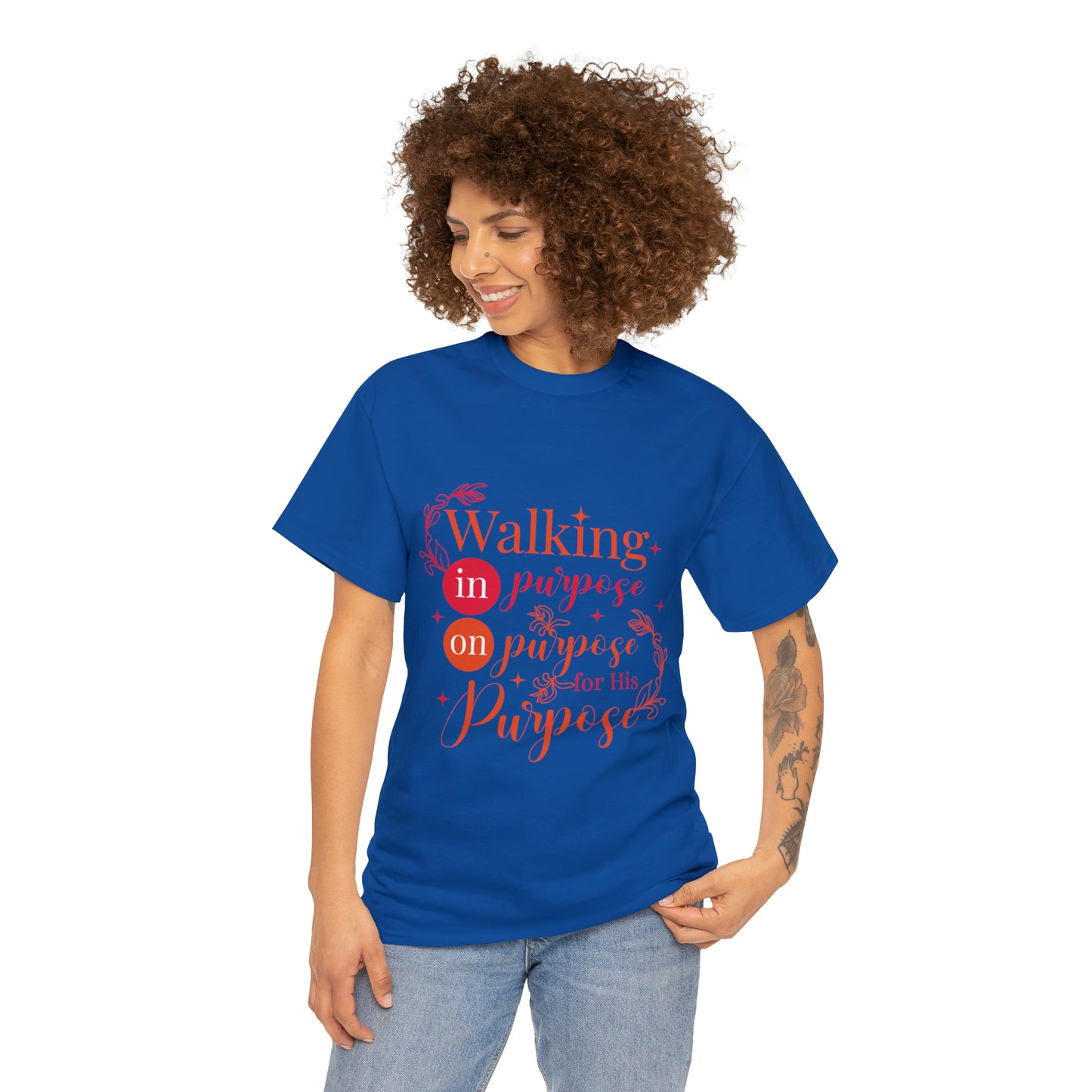 Walking In Purpose On Purpose For His Purpose Unisex Heavy Cotton Tee