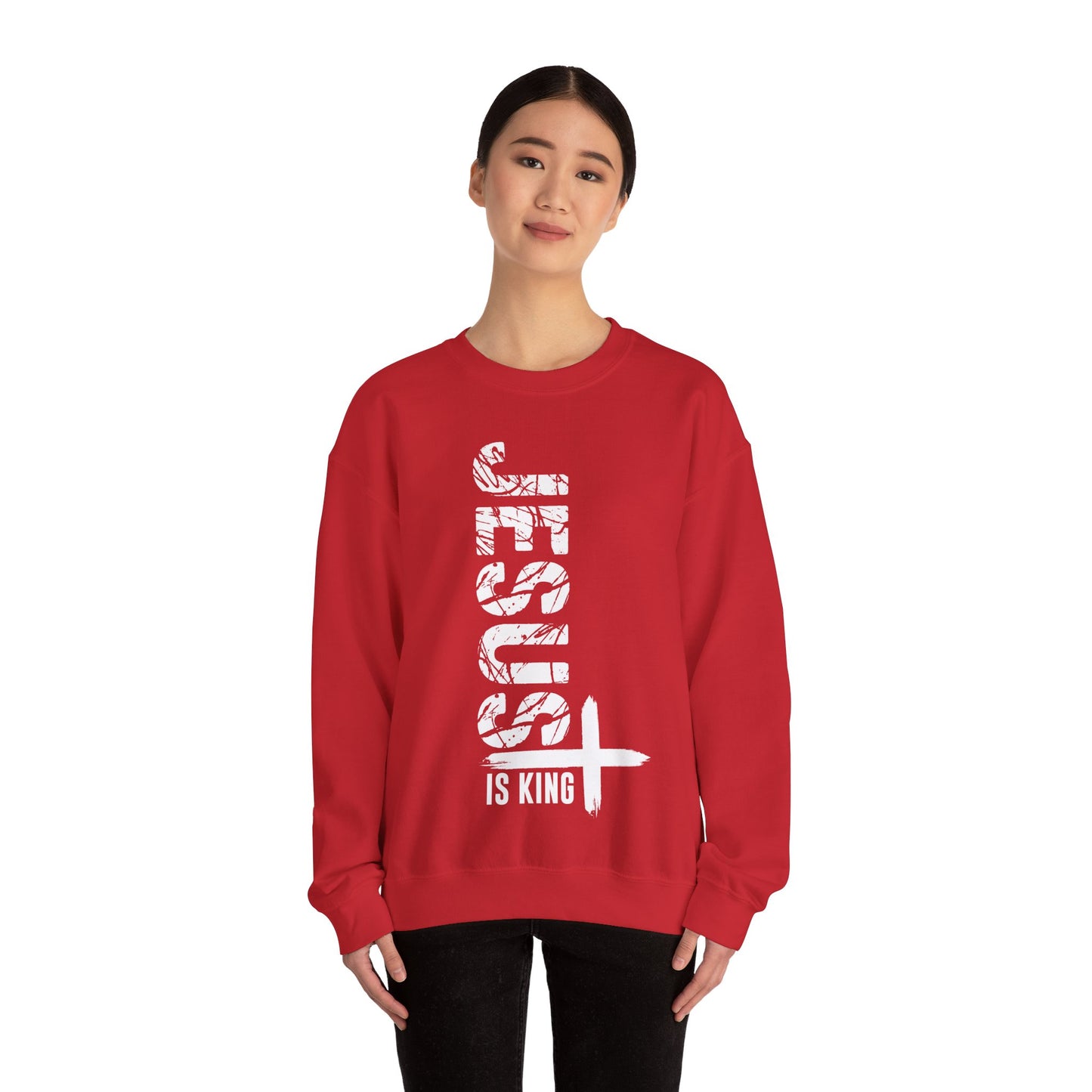 Jesus Is King Unisex Heavy Blend™ Crewneck Christian Sweatshirt