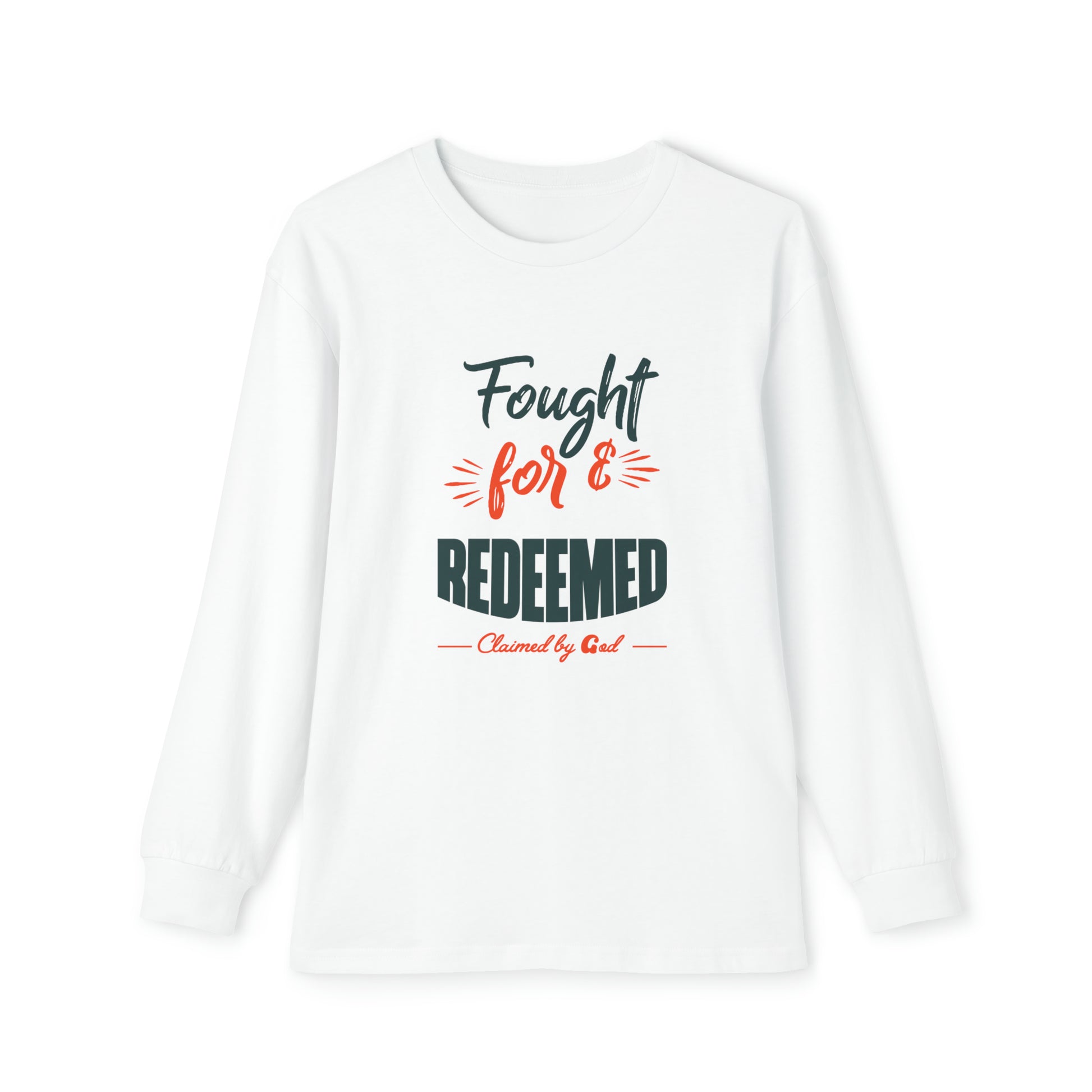 Fought For & Redeemed Youth Christian Long Sleeve Pajama Set Printify