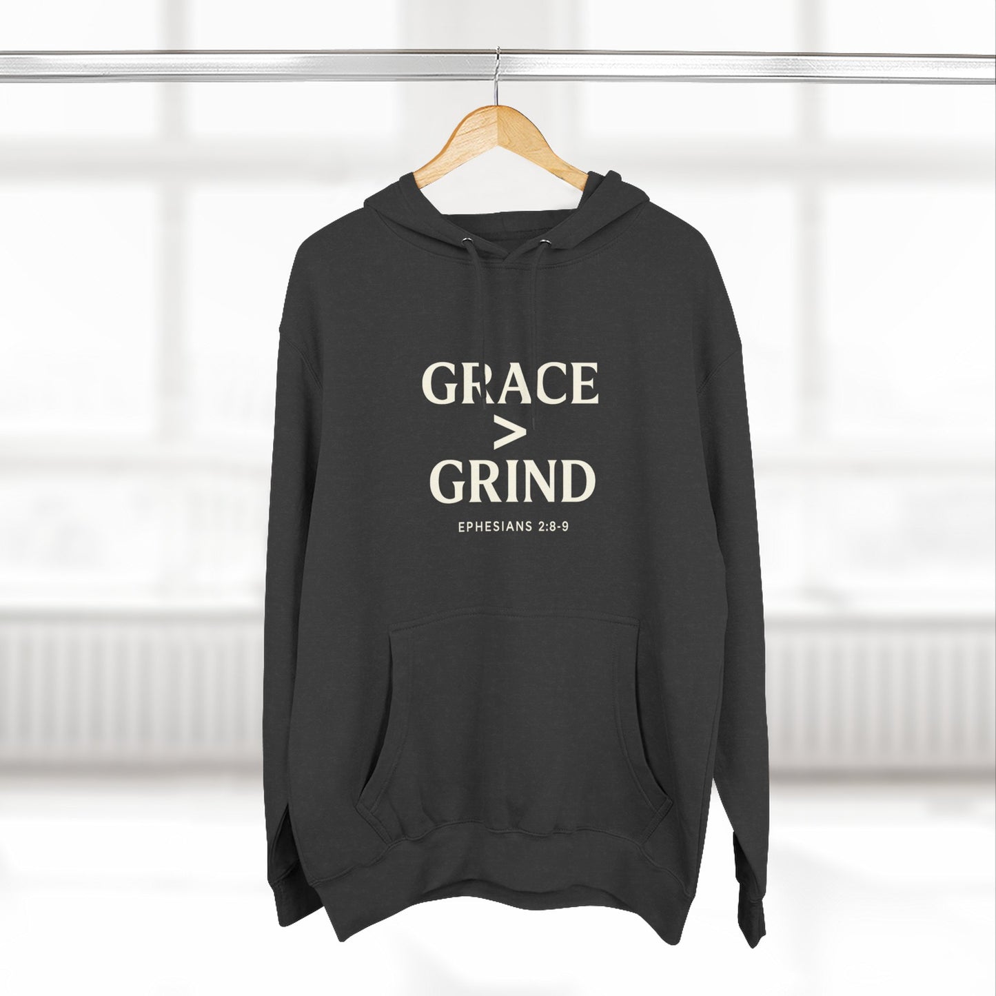 Grace > Grind Unisex Christian Hooded Sweatshirt - Inspirational Fleece Pullover Hoodie for Motivation, Perfect for Gifts, Casual Wear, Fitness, Spirituality - ClaimedbyGodDesigns