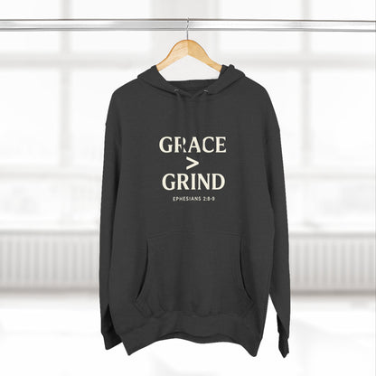 Grace > Grind Unisex Christian Hooded Sweatshirt - Inspirational Fleece Pullover Hoodie for Motivation, Perfect for Gifts, Casual Wear, Fitness, Spirituality - ClaimedbyGodDesigns