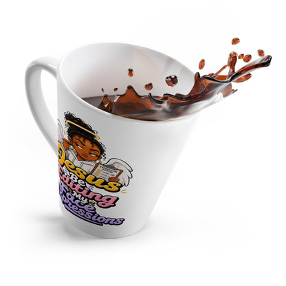 Latte Mug — "Jesus Be Editing My Face Expressions" Inspirational Christian Coffee Cup - ClaimedbyGodDesigns
