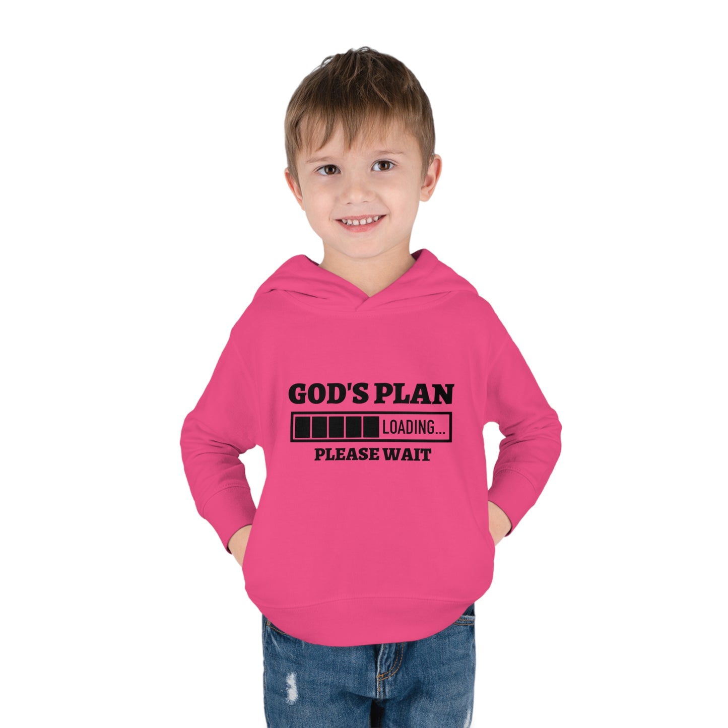 God's Plan Loading Please Wait Toddler Pullover Fleece Hooded Sweatshirt