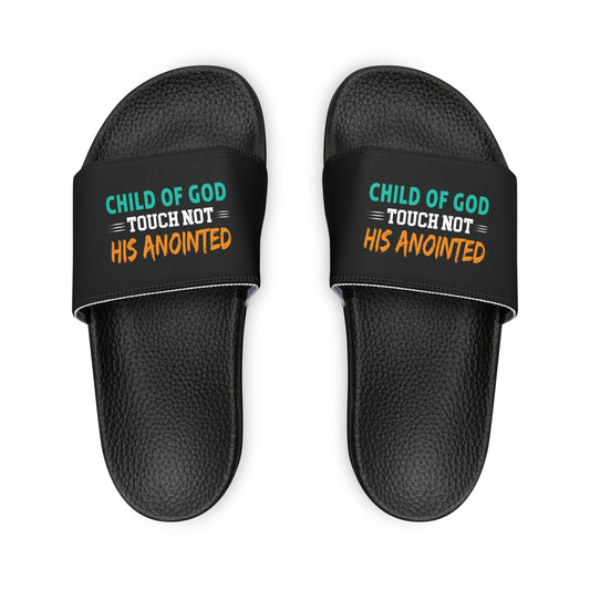 Child Of God Touch Not His Anointed Women's PU Christian Slide Sandals Printify