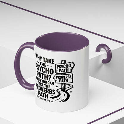 Inspirational Quote Accent Coffee Mug - Perfect Gift for Motivational Moments, Office Desk Essentials, Christian Gifts, Proverbs 3:5-6