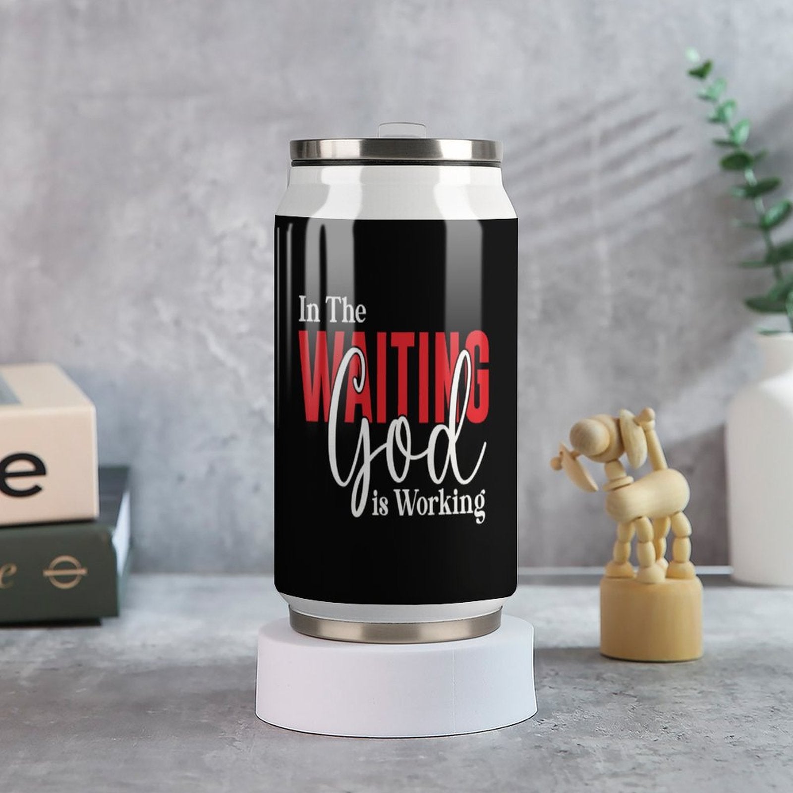 In The Waiting God Is Working Christian Stainless Steel Tumbler with Straw SALE-Personal Design