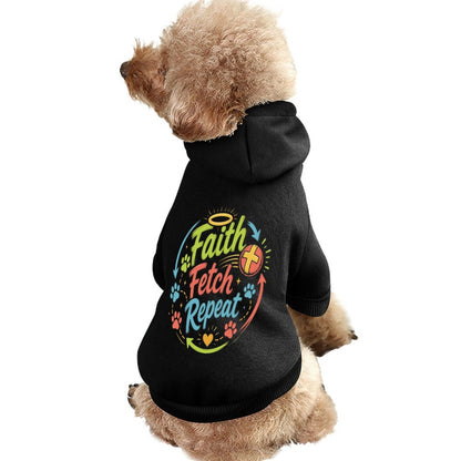 Faith Fetch Repeat Christian Pet Hooded Pullover Sweatshirt Dog Hoodie Warm, Soft & Breathable - ClaimedbyGodDesigns