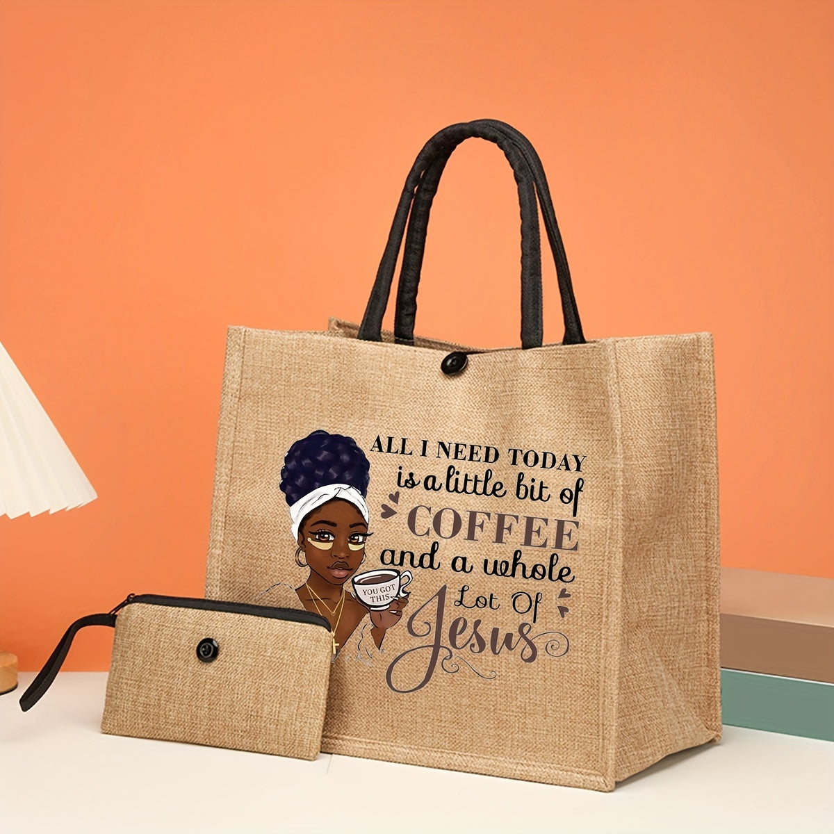 With God All Things Are Possible/You Are/ All I Need Is Coffee & Jesus Christian Tote Bag (2pcs) claimedbygoddesigns
