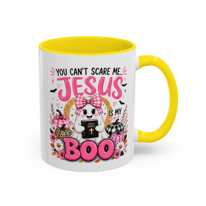You Can’t Scare Me Jesus Is My Boo Coffee Mug — Halloween Christian Accent Mug