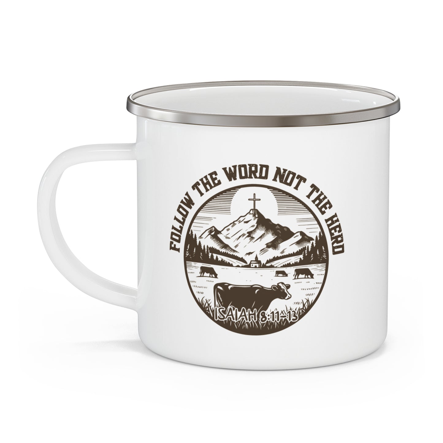 Follow The Word And Not The Herd Christian Enamel Camping Mug 12oz