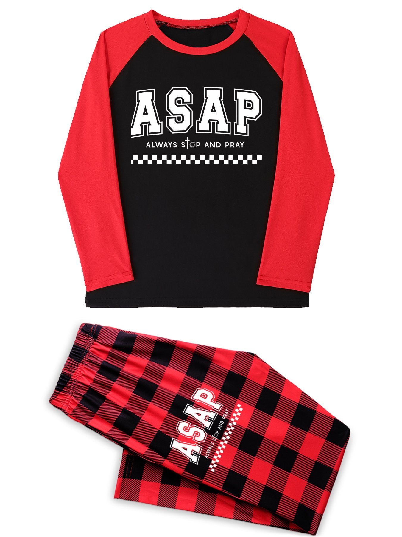 Always Stop And Pray Adult Unisex Christian Plaid Pajamas