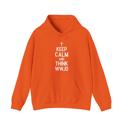 Keep Calm And Think What Would He Do (wwjd)Unisex Christian Hooded Pullover Sweatshirt