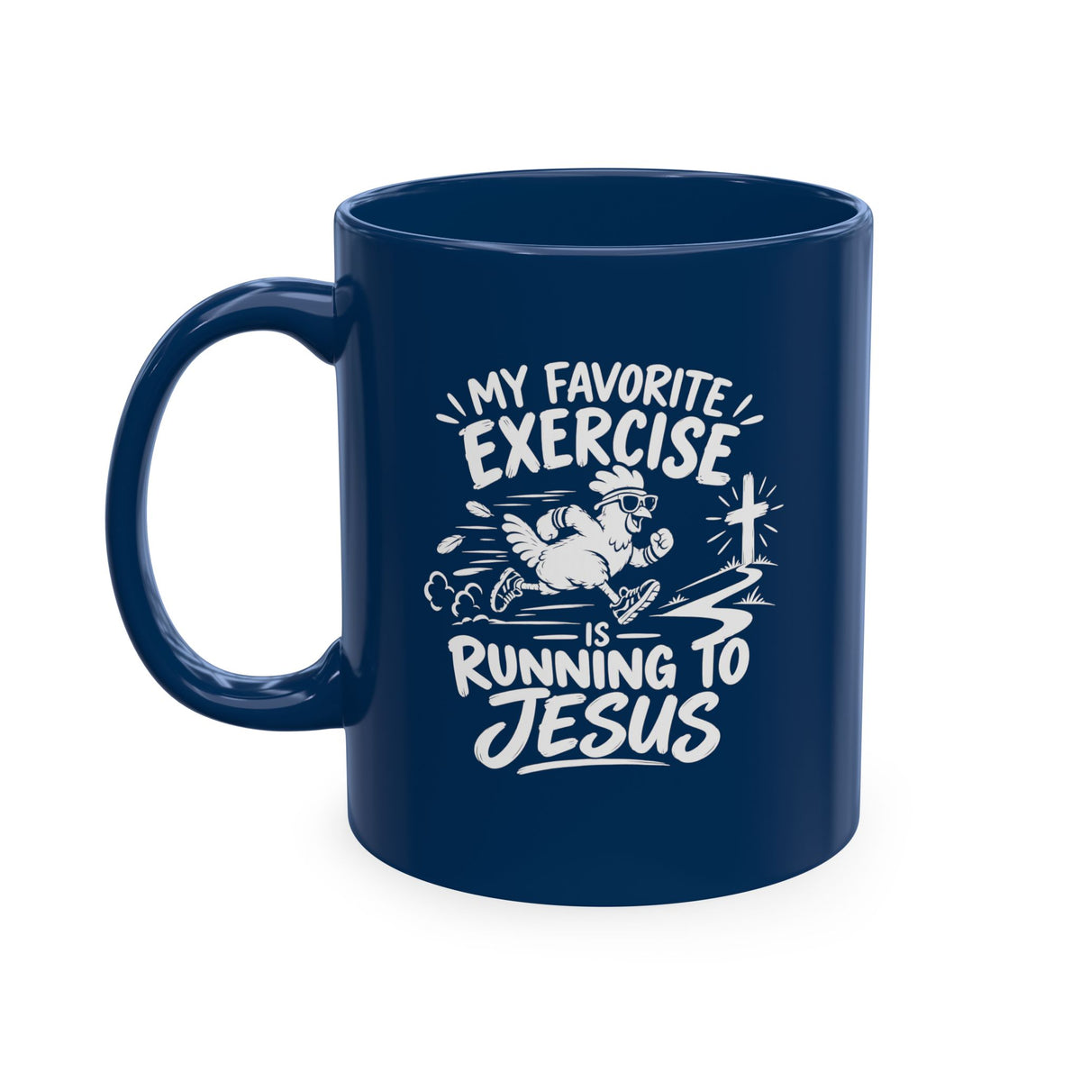 My Favorite Exercise Is Running to Jesus Christian Ceramic Mug