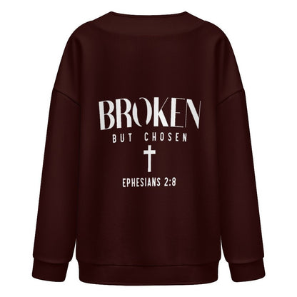 Broken But Chosen Women's Christian Drop Shoulder Cardigan - ClaimedbyGodDesigns