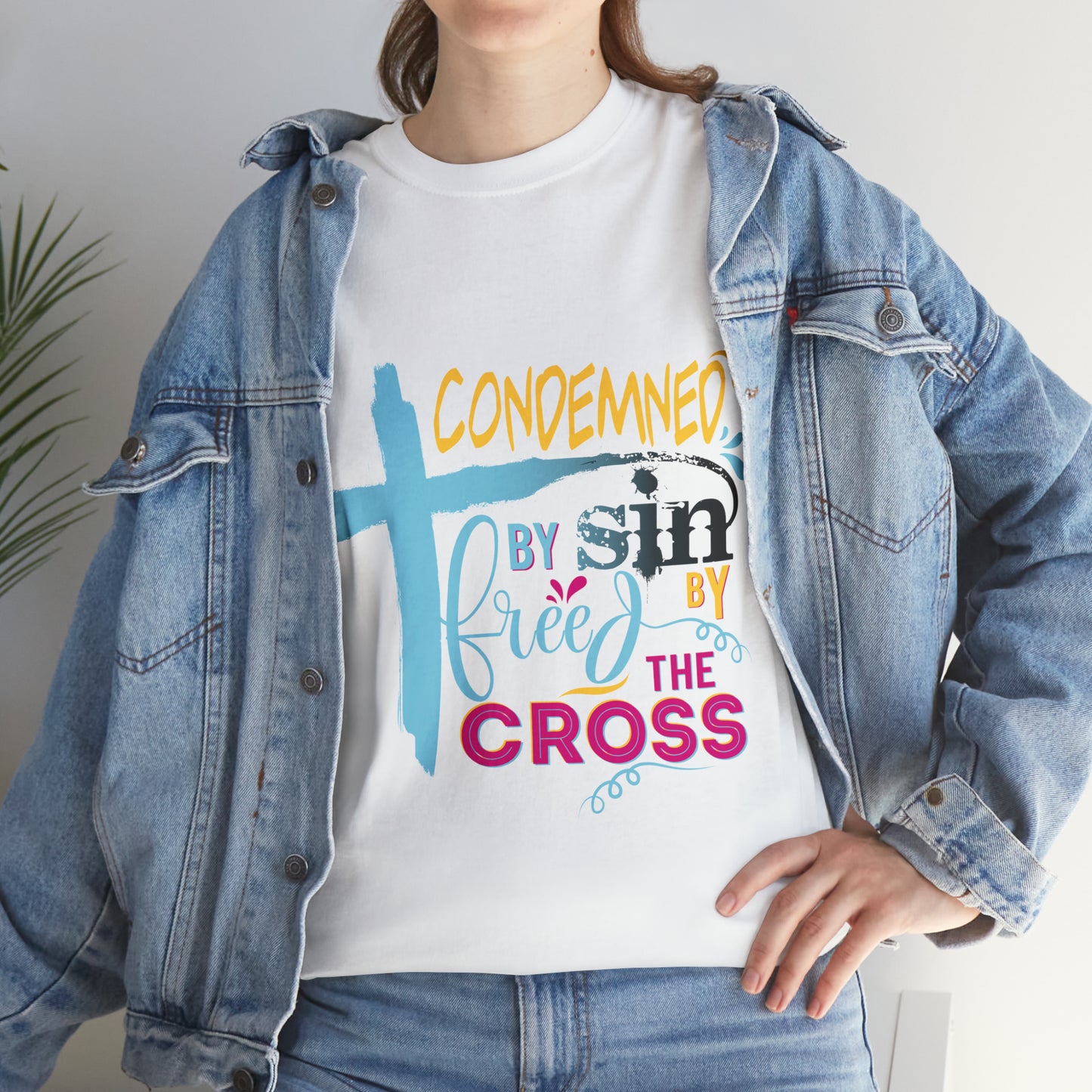 Condemned By Sin Freed By The Cross Unisex Heavy Cotton Tee