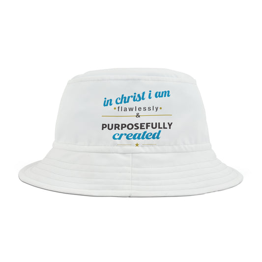 In Christ I Am Flawlessly And Purposefully Created Christian Bucket Hat (AOP) Printify