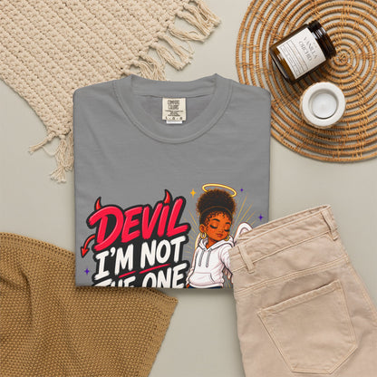 Devil I'm Not the One Today T-Shirt — Funny Angel vs Devil Graphic Tee - ClaimedbyGodDesigns