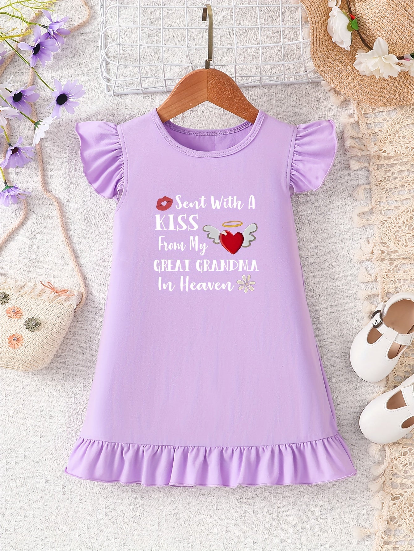 Sent With A Kiss From My Great Grandma In Heaven Christian Toddler Dress claimedbygoddesigns
