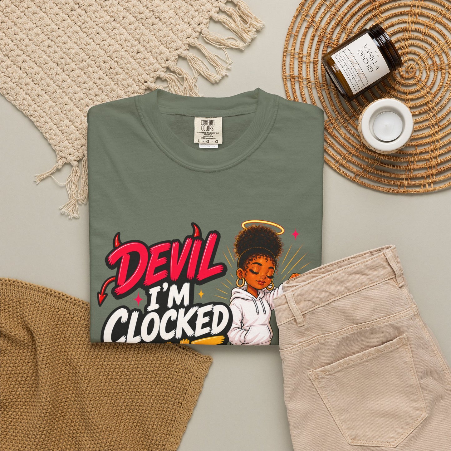 T-Shirt — "Devil I'm Clocked Out for Drama" Graphic Tee - ClaimedbyGodDesigns