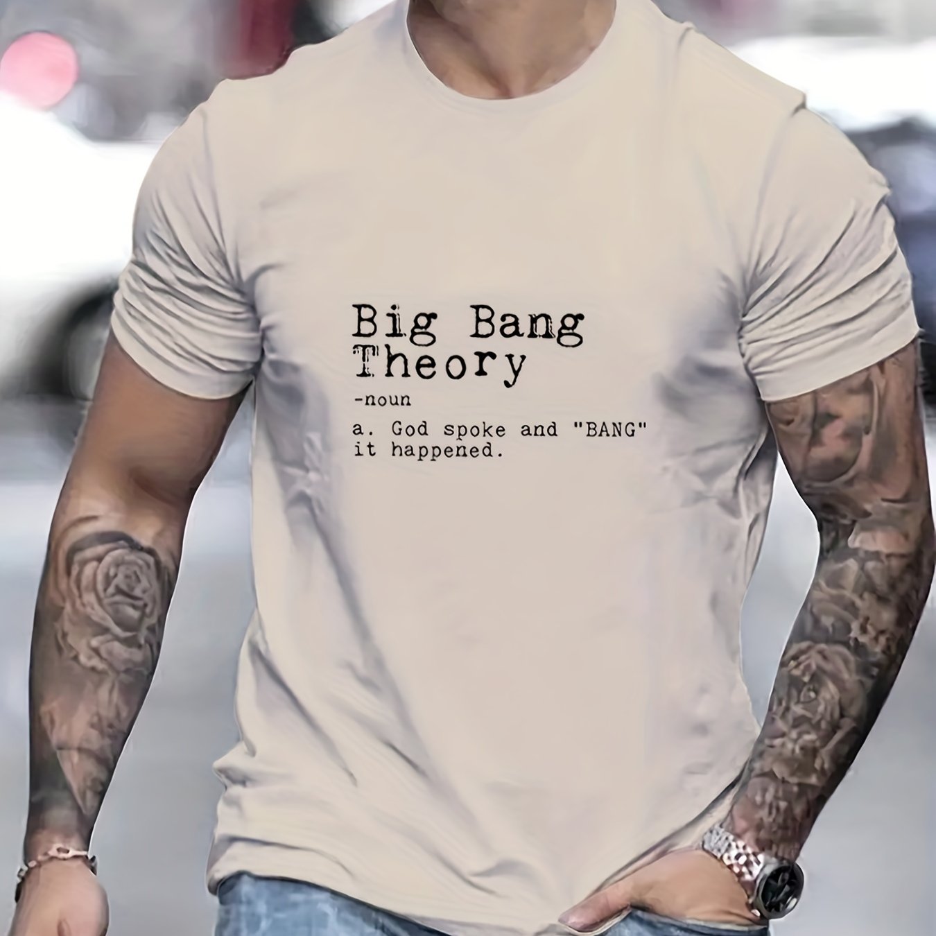 Big Bang Theory: God Spoke & Bang It Happened Men's Christian T-Shirt claimedbygoddesigns