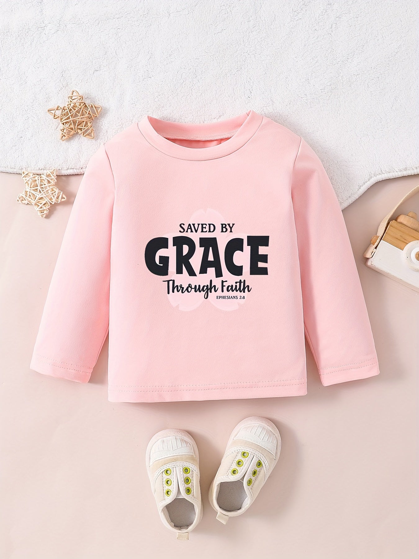 SAVED BY GRACE THROUGH FAITH Youth Christian Pullover Sweatshirt claimedbygoddesigns