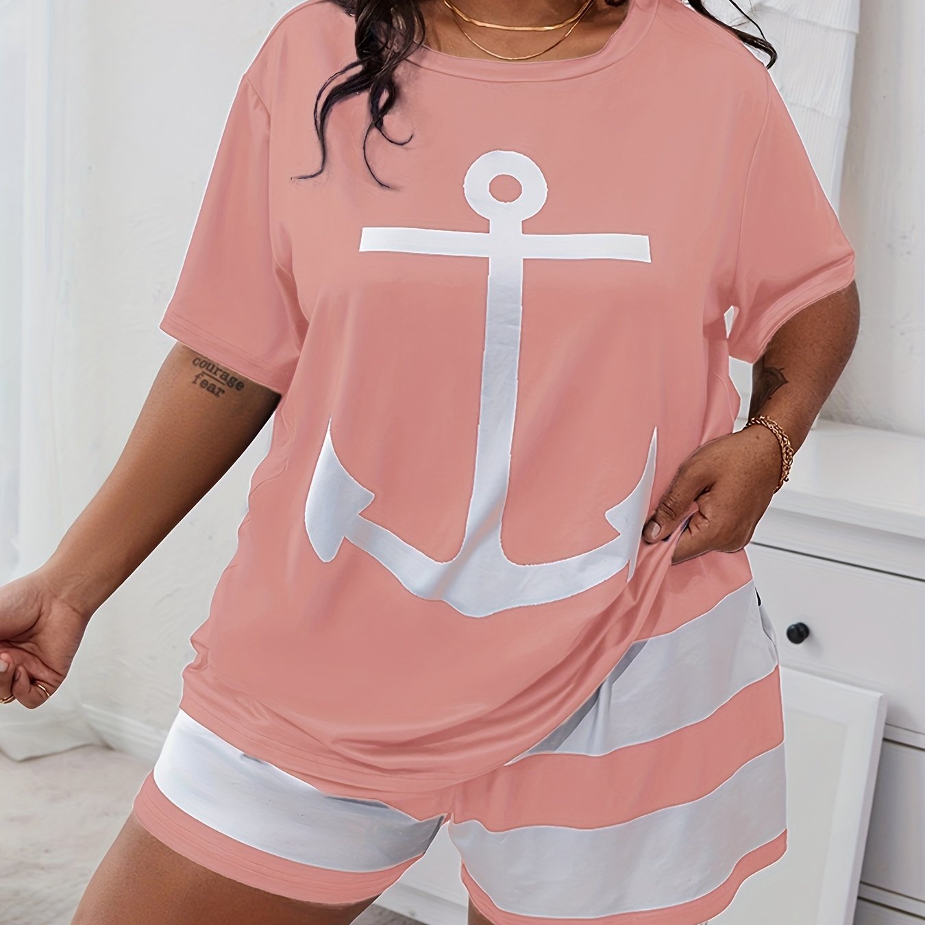 God Is My Anchor Plus Size Women's Christian Pajamas claimedbygoddesigns