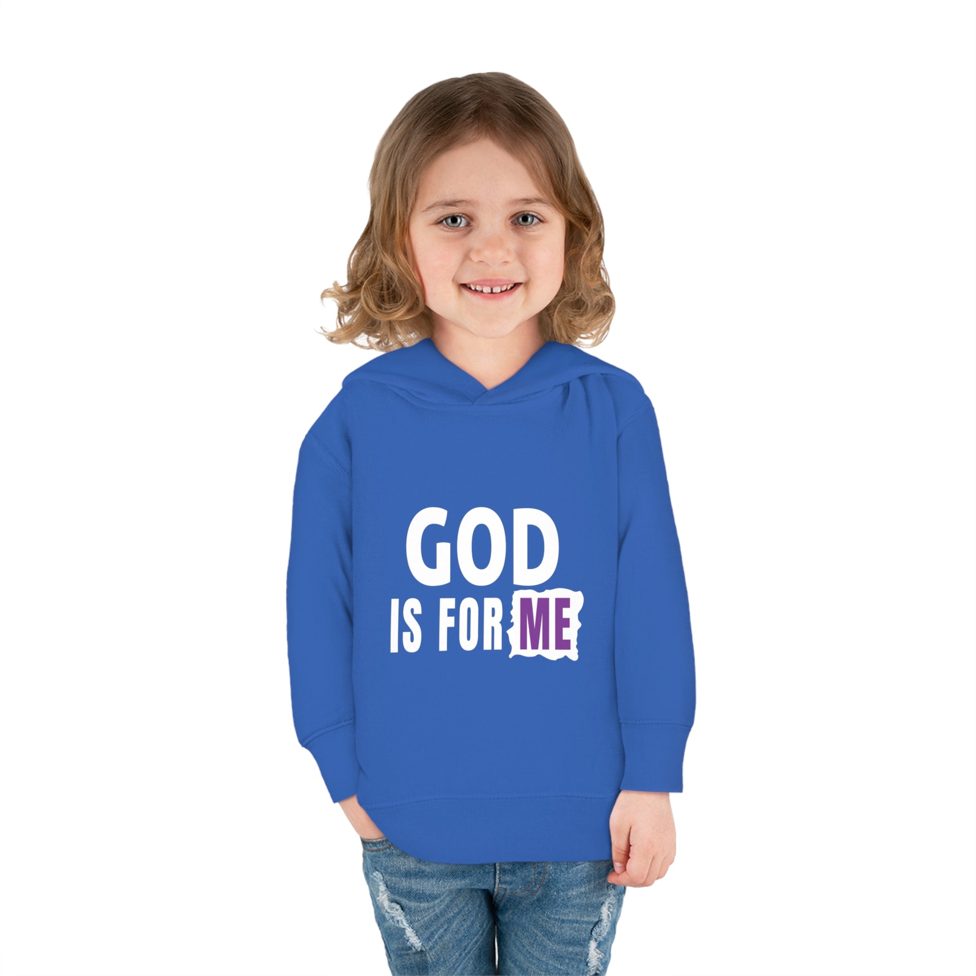 God Is For Me Christian Toddler Pullover Fleece Hoodie Printify