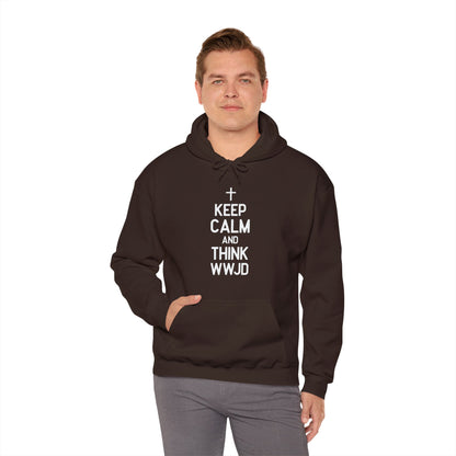 Keep Calm And Think What Would He Do (wwjd)Unisex Christian Hooded Pullover Sweatshirt